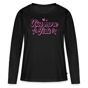 Kiss More Girls Sweet Lesbian Pride Statement - Women's Premium Organic Long Sleeve Shirt - black - Front - Julia (174cm)