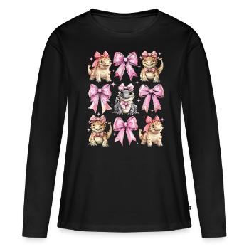 Coquette Arc Ankylosaure Dinosaure Fille - T-shirt manches longues Premium bio Femme - noir - Devant - Julia (174cm)