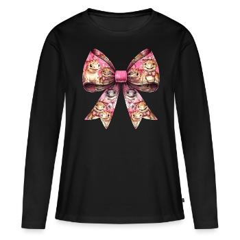 Coquette Arc Ankylosaure Motif Dinosaure - T-shirt manches longues Premium bio Femme - noir - Devant - Julia (174cm)