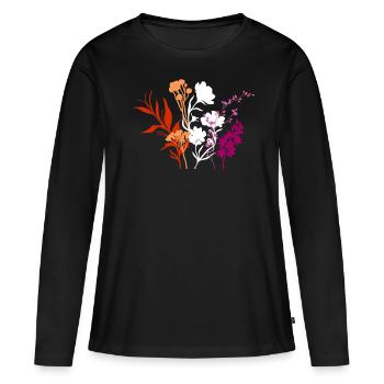 Minimalist Wildflowers Lesbian Pride Nature Art - Women's Premium Organic Long Sleeve Shirt - black - Front - Julia (174cm)