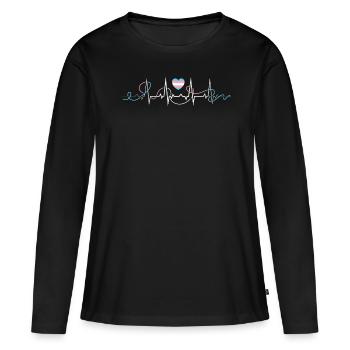 Heartbeat Transgender Flag LGBTQ+ Pride - Women's Premium Organic Long Sleeve Shirt - black - Front - Julia (174cm)