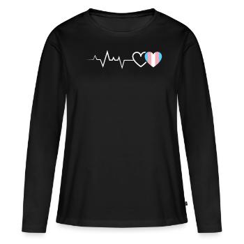 Battement de cœur Transgenre Amour Fierté LGBTQ+ - T-shirt manches longues Premium bio Femme - noir - Devant - Julia (174cm)