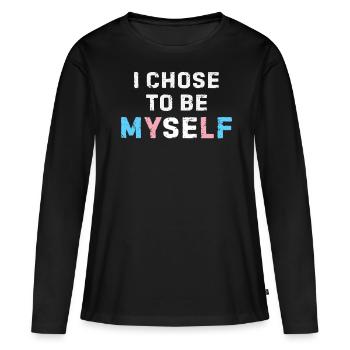 Transgender Farben für Stolz und wahre Identität - Frauen Premium Bio Langarmshirt - Schwarz - Vorne - Julia (174cm)