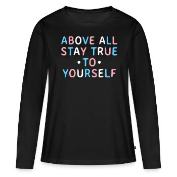 Message trans coloré aux couleurs du drapeau transgenre - T-shirt manches longues Premium bio Femme - noir - Devant - Julia (174cm)