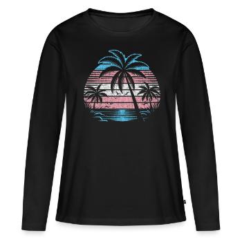 Palm Tree Beach In Sunset Transgender Colors - Women's Premium Organic Long Sleeve Shirt - black - Front - Julia (174cm)