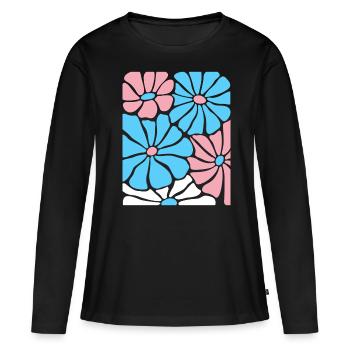 Transgender Flowers In Pride Colors Pink Blue White - Women's Premium Organic Long Sleeve Shirt - black - Front - Julia (174cm)