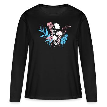 Eleganter Blumenstrauß In Transgender Farben - Frauen Premium Bio Langarmshirt - Schwarz - Vorne - Julia (174cm)