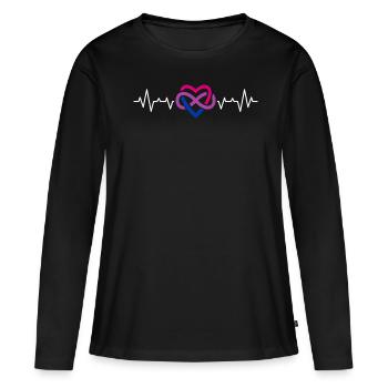 Herzschlag Infinity Liebe in Bisexuellen Farben - Frauen Premium Bio Langarmshirt - Schwarz - Vorne - Julia (174cm)