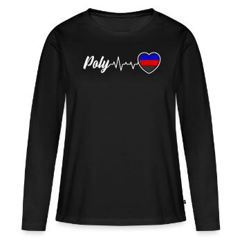 Poly Heartbeat Love in Polyamory Colors - Women's Premium Organic Long Sleeve Shirt - black - Front - Julia (174cm)