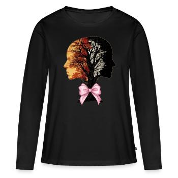 Coquette Bow Généalogie ADN Arbre - T-shirt manches longues Premium bio Femme - noir - Devant - Julia (174cm)