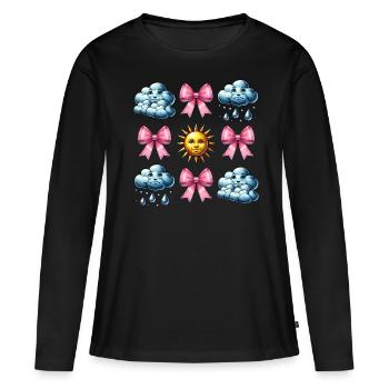 Coquette Arc Météorologie Soleil Nuages - T-shirt manches longues Premium bio Femme - noir - Devant - Julia (174cm)