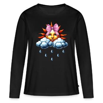 Coquette Arc Météorologie Soleil Nuages - T-shirt manches longues Premium bio Femme - noir - Devant - Julia (174cm)