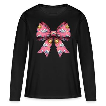 Coquette Arc Météorologie Soleil Nuages - T-shirt manches longues Premium bio Femme - noir - Devant - Julia (174cm)