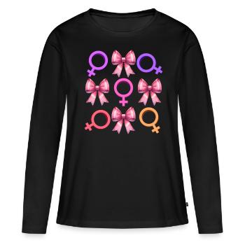 Nœud coquet Symbole féministe Féminisme - T-shirt manches longues Premium bio Femme - noir - Devant - Julia (174cm)
