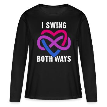 Ich Schwinge Beidseitig Polyamorie Bi Pride - Frauen Premium Bio Langarmshirt - Schwarz - Vorne - Julia (174cm)