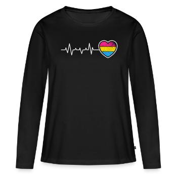Pansexual Herzschlag mit Pride Herz - Frauen Premium Bio Langarmshirt - Schwarz - Vorne - Julia (174cm)