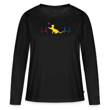 Chat pansexuel avec fierté papillon - T-shirt manches longues Premium bio Femme - noir - Devant - Julia (174cm)