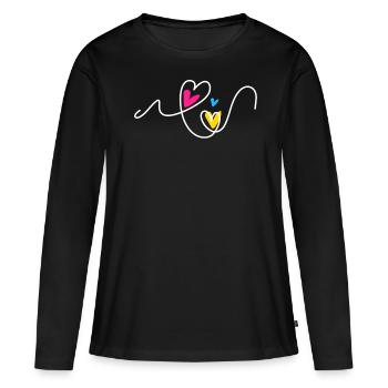 Pan Pride Hearts In Line Pink Yellow Blue Loving - Women's Premium Organic Long Sleeve Shirt - black - Front - Julia (174cm)