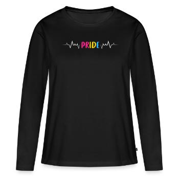 Pride Lettering with Heartbeat in Pan Colors - Women's Premium Organic Long Sleeve Shirt - black - Front - Julia (174cm)