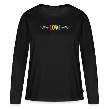 Pansexual Love with Heart Rate in Pride Colors - Women's Premium Organic Long Sleeve Shirt - black - Front - Julia (174cm)