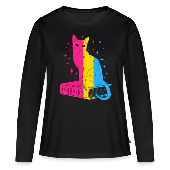 Livre Chat Céleste Fierté Pansexuelle LGBTQ+ - T-shirt manches longues Premium bio Femme - noir - Devant - Julia (174cm)