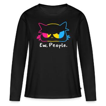 Pansexuell Grumpy Katze Ew People LGBTQ+ - Frauen Premium Bio Langarmshirt - Schwarz - Vorne - Julia (174cm)