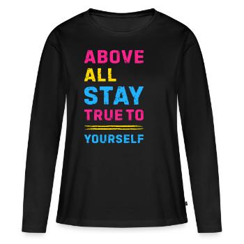 Pansexual Saying Colors Pan Pride LGBTQ - Women's Premium Organic Long Sleeve Shirt - black - Front - Julia (174cm)
