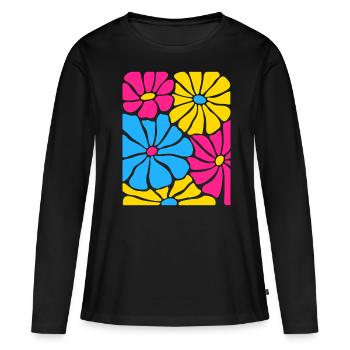 Flowers in Pansexual Pride Colors LGBTQ Look - Women's Premium Organic Long Sleeve Shirt - black - Front - Julia (174cm)