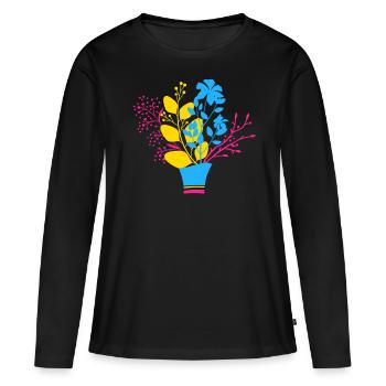 Pansexual Pride Bouquet in Pride Colors Look - Women's Premium Organic Long Sleeve Shirt - black - Front - Julia (174cm)
