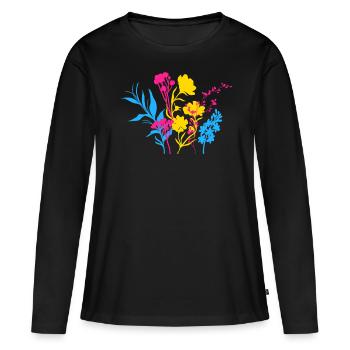 Pansexual Pride Wildblumen - Frauen Premium Bio Langarmshirt - Schwarz - Vorne - Julia (174cm)