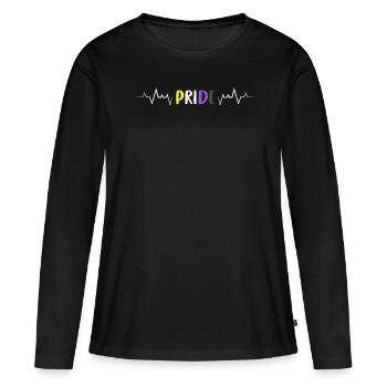Nonbinary Pride Herzschlag Pride Non Binary Flagge - Frauen Premium Bio Langarmshirt - Schwarz - Vorne - Julia (174cm)