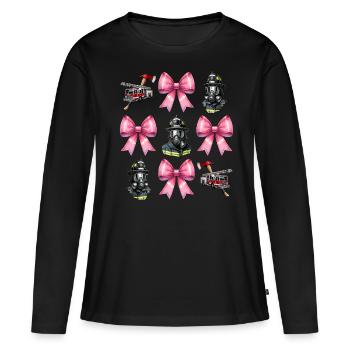 Coquette Bow Pompier Pompier - T-shirt manches longues Premium bio Femme - noir - Devant - Julia (174cm)