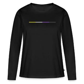 Drapeau de la fierté non binaire Minimaliste LGBTQ+ - T-shirt manches longues Premium bio Femme - noir - Devant - Julia (174cm)