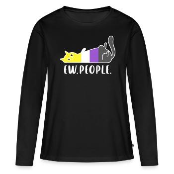 Cat Nonbinary Pride Ew People Enby Humor - Women's Premium Organic Long Sleeve Shirt - black - Front - Julia (174cm)