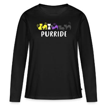 Purride Cats Nonbinary Pride Colors Enby LGBTQ+ - Women's Premium Organic Long Sleeve Shirt - black - Front - Julia (174cm)