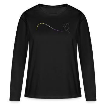 Nonbinary Pride Herzlinie Liebe minimalistisch - Frauen Premium Bio Langarmshirt - Schwarz - Vorne - Julia (174cm)