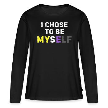 Nonbinary Pride Colors LGBTQ Enby Self Worth - Women's Premium Organic Long Sleeve Shirt - black - Front - Julia (174cm)