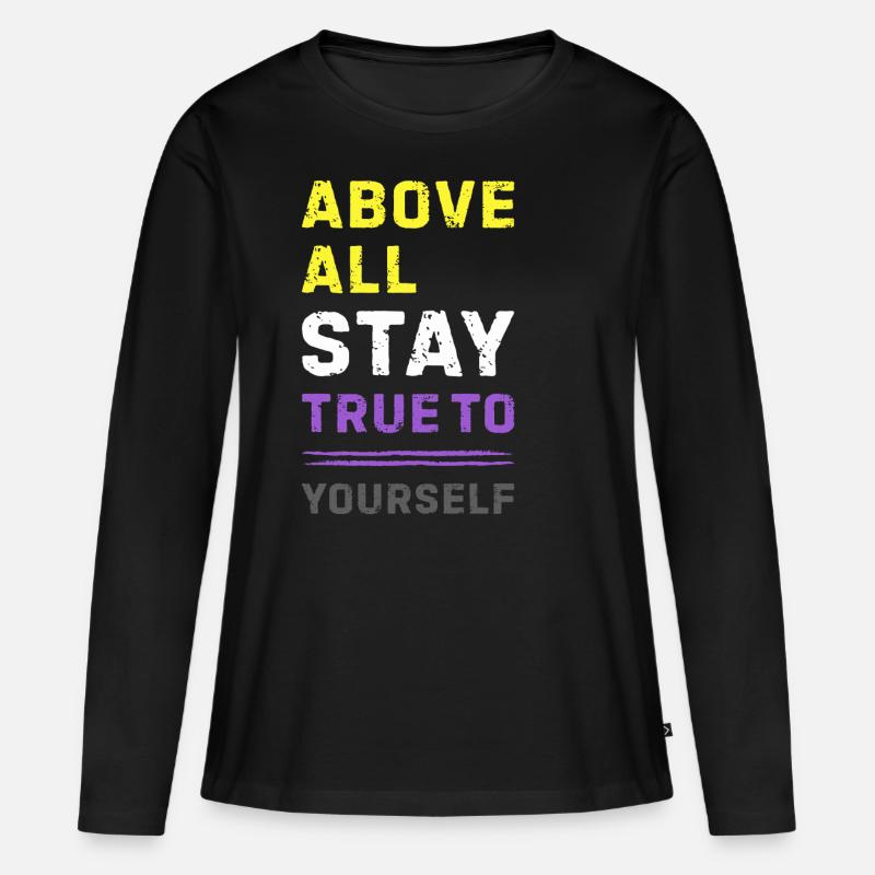 Nonbinary Pride Statement Non Binary Enby LGBTQ - Frauen Premium Bio Langarmshirt - Schwarz