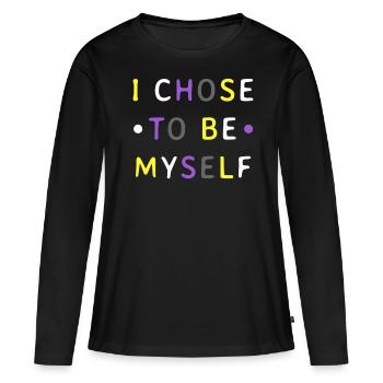 Nonbinary Pride Enby LGBTQ Own Decision - Women's Premium Organic Long Sleeve Shirt - black - Front - Julia (174cm)