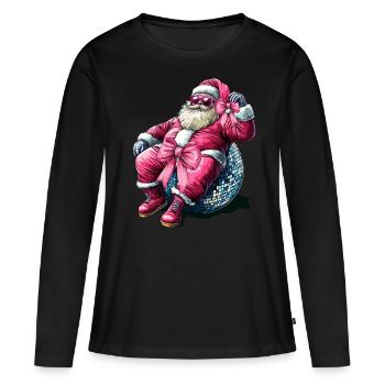 Noeud Coquet Père Noël - T-shirt manches longues Premium bio Femme - noir - Devant - Julia (174cm)