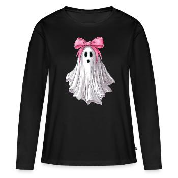 Noeud Coquet Ghost Ghost Spooky - T-shirt manches longues Premium bio Femme - noir - Devant - Julia (174cm)