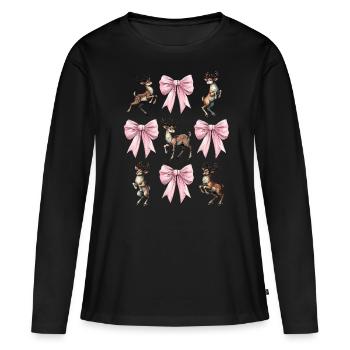 Coquette Noël Noeud Noël - T-shirt manches longues Premium bio Femme - noir - Devant - Julia (174cm)