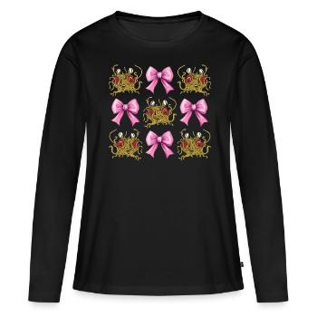 Arc Coquette Monstre Spaghetti Volant - T-shirt manches longues Premium bio Femme - noir - Devant - Julia (174cm)