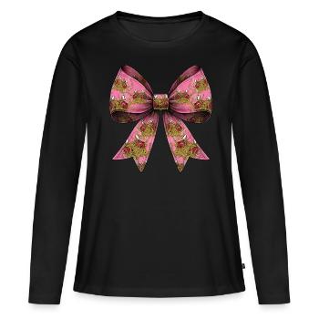 Arc Coquette Monstre Spaghetti Volant - T-shirt manches longues Premium bio Femme - noir - Devant - Julia (174cm)