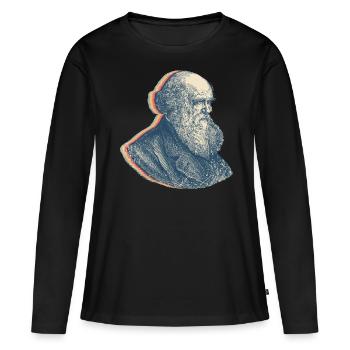 Charles Darwin Théorie de l’évolution Rétro Line Art - T-shirt manches longues Premium bio Femme - noir - Devant - Julia (174cm)