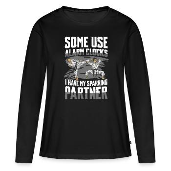Manche Nutzen Wecker Ich Habe Meinen - Frauen Premium Bio Langarmshirt - Schwarz - Vorne - Julia (174cm)