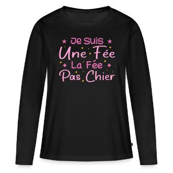 Ich bin eine Fee, die Fee, nicht Scheiße - Frauen Premium Bio Langarmshirt - Schwarz - Vorne - Julia (174cm)