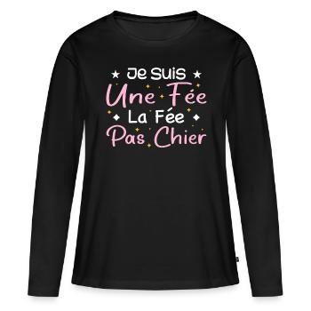 Ich bin eine Fee, die Fee, nicht Scheiße - Frauen Premium Bio Langarmshirt - Schwarz - Vorne - Julia (174cm)