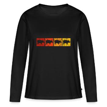 Pigs Pigs Retro Sow Farmer Pigs Boar - Women's Premium Organic Long Sleeve Shirt - black - Front - Julia (174cm)