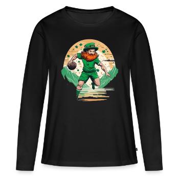 St. Patrick’s Day Shamrock Handball - T-shirt manches longues Premium bio Femme - noir - Devant - Julia (174cm)